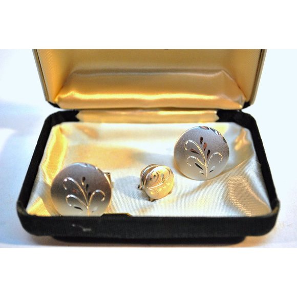 Vintage Gentry Genuine Sterling Silver Cufflinks And Tie Tack With Box - Picture 2 of 4